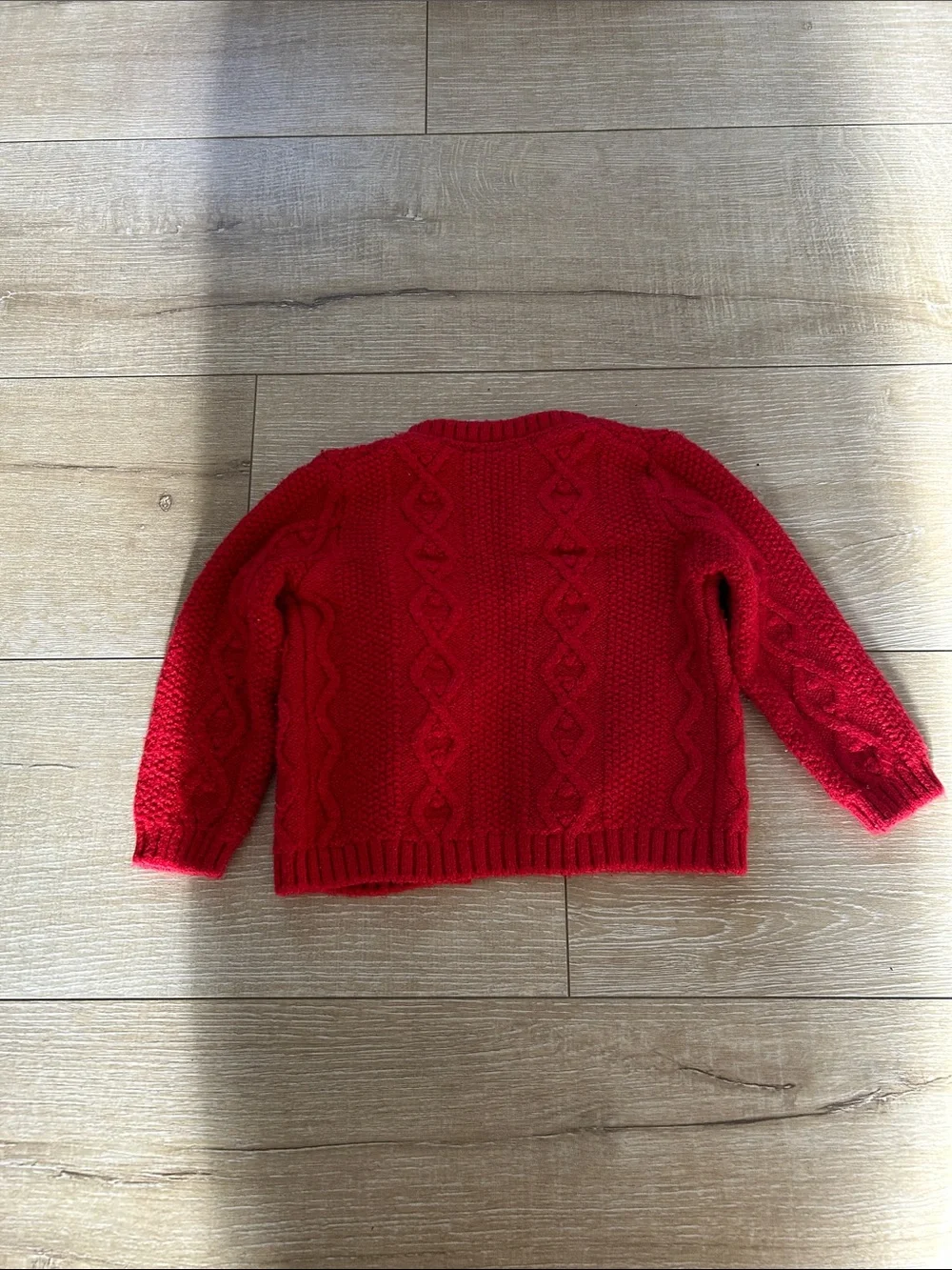 Kids Red Cable-Knit Button Cardigan